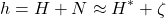 \[ h = H + N \approx H^{*} + \zeta \]