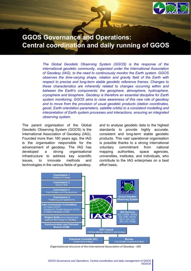 Outreach GGOS - GGOS Governance and Operations - Central coordination and daily running of GGOS