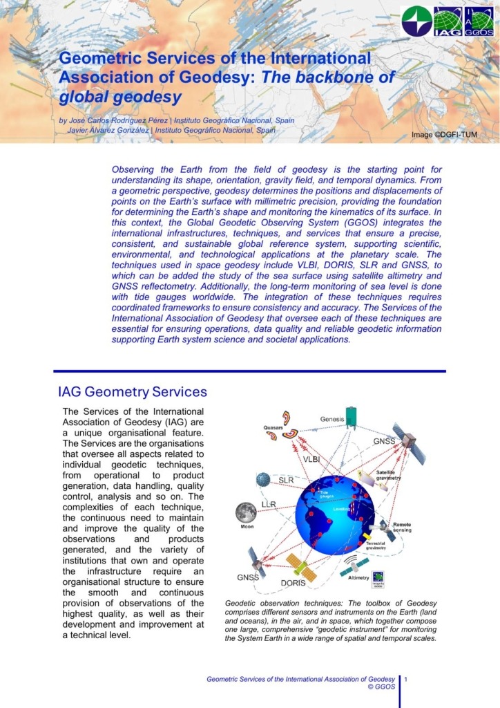 Outreach GGOS - Geometric Services of the International Association of Geodesy - The backbone of global geodesy