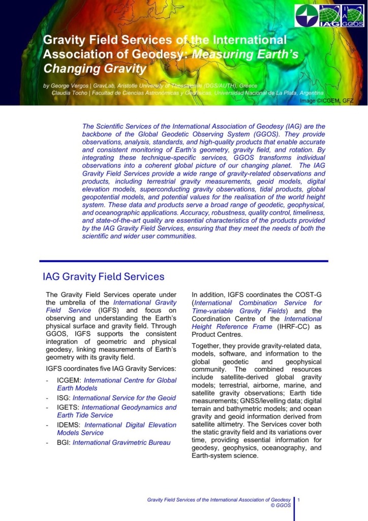 Outreach GGOS - Gravity Field Services of the International Association of Geodesy - Measuring Earth’s Changing Gravity