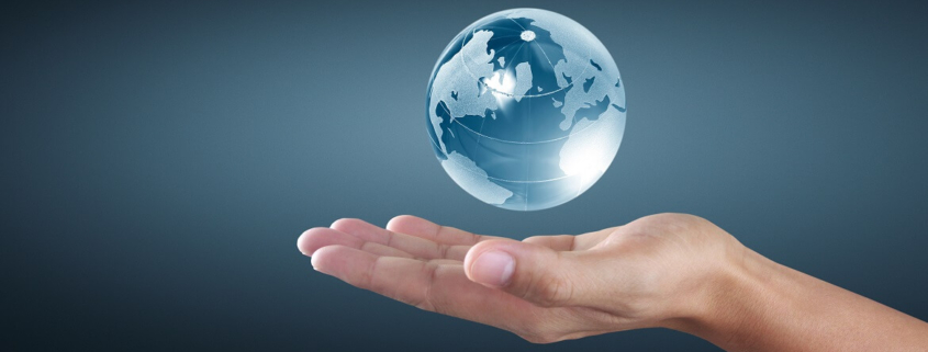 earth globe glass hand